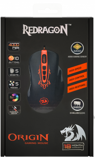 Мышь REDRAGON Origin, черная/красная, USB (1/60) (70343) фото 7 Мышь REDRAGON Origin, черная/красная, USB (1/60) (70343) фото 7