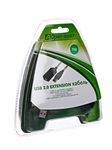 Кабель-адаптер AOPEN USB 2.0 - repeater (AM-AF), 5 м. (1/30) (ACU823-5M) фото 3