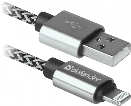 Кабель DEFENDER ACH01-03T PRO USB2.0, белый, AM-LightningM, 1m, 2.1A (1/100) (87809) фото 3
