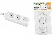 Удлинитель НАРОДНЫЙ 3 гнезда, 5 метров, без заземления, 6А, 1380 Вт, белый, ШВВП 2х0,75 (1/50) (SQ1303-1202)