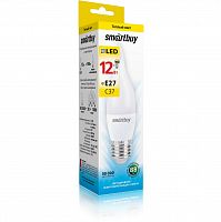 Лампа светодиодная SMARTBUY C37 12Вт 220V 3000К E27 (свеча на ветру, матовая, теплый свет) (10/100) (SBL-C37Can-12-30K-E27)