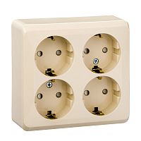 Розетка 4-м О/У ЭТЮД 16А 250В защ. шторки с заземл. крем. Systeme Electric PA16-208K (1/5/60)