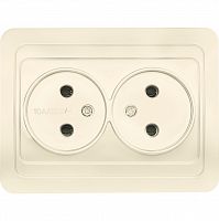 Розетка SMARTBUY скрытая установка, 2-местная без заземления 10А бежевая, керамика "Марс" (SBE-02i-10-S2-N-c) (1/200)