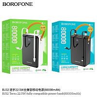 Мобильный аккумулятор Аккумулятор внешний Borofone BJ32 Terra, 80000mAh, пластик, PD22,5Вт, 2 USB выхода, 2 Type-C, 3.0A, цвет: белый (1/10) (6941991100079)