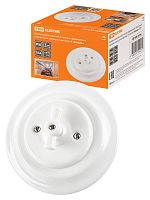 Выключатель скрытой установки фарфоровый поворотный перекрёстный с ручкой (бантик) 10А белый «Болонь» TDM (SQ1820-0016)