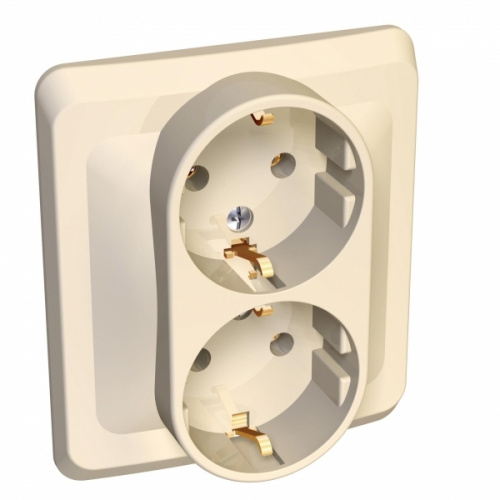 Розетка 2-м С/У ЭТЮД 16А IP20 250В с заземл. без защ. шторок крем. Systeme Electric PC16-007K (1/15/90) Розетка 2-м С/У ЭТЮД 16А IP20 250В с заземл. без защ. шторок крем. Systeme Electric PC16-007K (1/15/90)