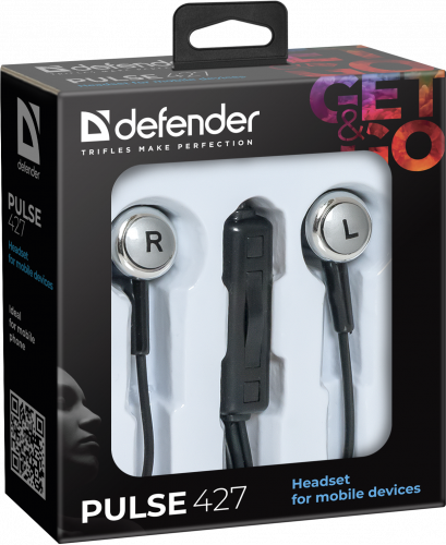 Наушники внутриканальные DEFENDER Pulse-427, вакуумная., шнур 1.2 м, черные (1/160) (63427) фото 4