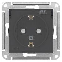 Механизм розетки 1-м С/У ATLASDESIGN Aqua 16А IP44 с заземл. защ. шторки с прозр. крышкой карбон Systeme Electric ATN441046 (1/15)