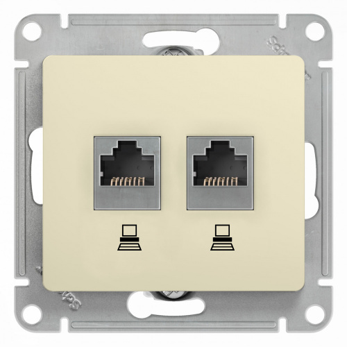 Механизм розетки компьютерной 2-м С/У GLOSSA RJ45 кат.5E беж. Systeme Electric GSL000285KK (1/10/160)