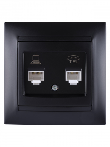 Розетка телефонная RJ11 + компьютерная RJ45 графит , с/у, "Лама" (10/120) TDM (SQ1815-0619) фото 4 Розетка телефонная RJ11 + компьютерная RJ45 графит , с/у, "Лама" (10/120) TDM (SQ1815-0619) фото 4