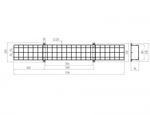 Решетка ЭРА SPO-BAR-1300-200 защитная для светильников ДПО SPO (5/40) (Б0049260) фото 2