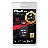 Карта памяти MicroSDXC  512GB  OltraMax Class 10 Premium UHS-I U3 (95 Mb/s) + SD адаптер (OM512GCSDXC10UHS-1-PrU3)