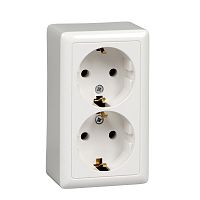 Розетка 2-м О/У ХИТ 16А 250В без защ. шторок с заземл. с изол. пластиной бел. Systeme Electric RA16-238I-B (1/84)