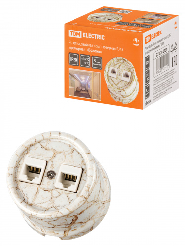 Розетка TDM двойная компьютерная RJ45 мраморная «Болонь» (1/72) (SQ1820-0151) Розетка TDM двойная компьютерная RJ45 мраморная «Болонь» (1/72) (SQ1820-0151)