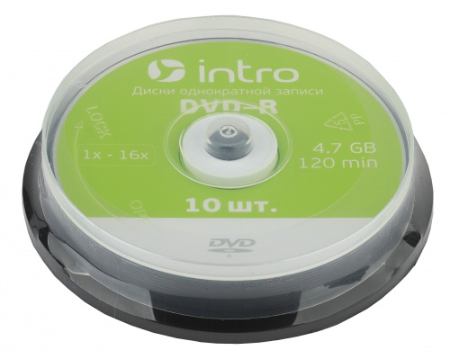Intro DVD-R INTRO 16X 4,7GB  Cakebox 10 (10/300/10800) (Б0016669) фото 6