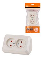 Розетка TDM угловая двойная 2П открытой установки с з/ш IP20 250В 10А сл. кость "Ладога" (6/72) (SQ1801-0242)