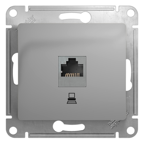 Механизм розетки компьютерной 1-м С/У GLOSSA RJ45 кат.5E механизм алюм. Systeme Electric GSL000381K (1/10/160)