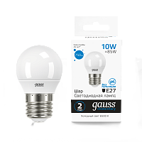 Лампа светодиодная GAUSS Elementary Шар 10W 750lm 6500K Е14 1/10/100 (53130)