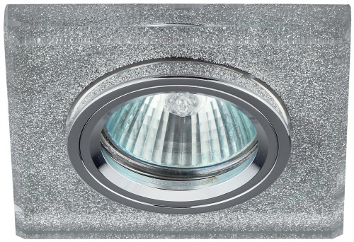 Светильник ЭРА DK8 CH/SHSL декор стекло квадрат MR16 12V/220V 50W хром/серебряный блеск (50/2100) (C0043739) фото 3