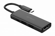 Разветвитель USB-C A4Tech DST-40C 2порт. серый (1/60)