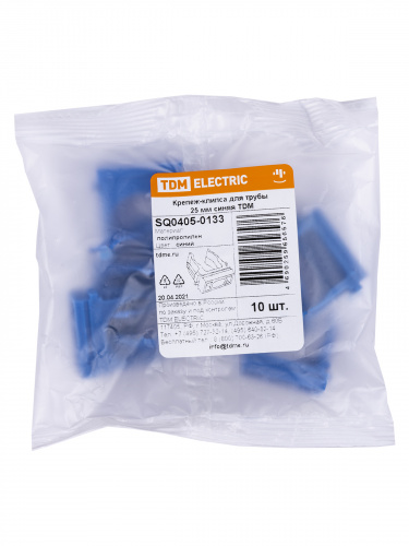 Крепеж-клипса для трубы ПНД 25 мм (10 шт.) синяя TDM (1/10/900) (SQ0405-0133) фото 2 Крепеж-клипса для трубы ПНД 25 мм (10 шт.) синяя TDM (1/10/900) (SQ0405-0133) фото 2