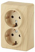 Розетка ЭРА серии Эксперт 2х2P+E Schuko 16АХ-250В ОУ сосна (1/12/120/1920) (Б0020693)