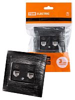 Розетка двойная телефонная RJ11 старинное серебро с/у, "Лама" (1/10) TDM (SQ1815-0659)