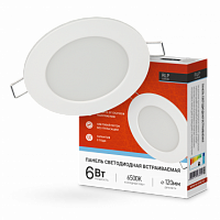 Панель светодиодная встраиваемая круглая RLP 6Вт 230В 6500К 420Лм 120мм белая IP40 IN HOME (1/100) (4690612038452)