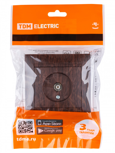 Розетка телевизионная простая (0-2400МГц, "мама") венге , с/у, "Лама" (10/120) TDM (SQ1815-0417) фото 2 Розетка телевизионная простая (0-2400МГц, "мама") венге , с/у, "Лама" (10/120) TDM (SQ1815-0417) фото 2