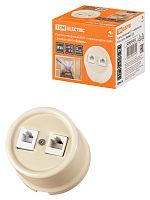 Розетка TDM телефонная RJ11 + компьютерная RJ45 сл. кость «Болонь» (1/72) (SQ1820-0352)