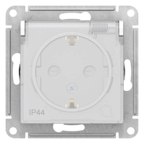 Механизм розетки 1-м С/У ATLASDESIGN Aqua 16А IP44 с заземл. защ. шторки с защ. крышкой бел. Systeme Electric ATN440146 (1/15/120)