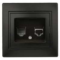 Розетка INTRO информационная RJ45, IP20, СУ, Plano, антрацит (10/200/2000) 1-303-05 (Б0044575)