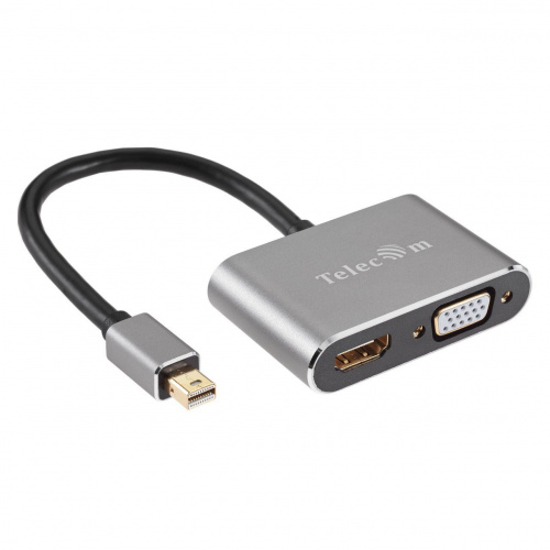 Кабель-переходник Mini DisplayPort (M) -> HDMI (F)+VGA (F) 4K@30Hz Alum Grey Telecom (TA6080) (1/200)