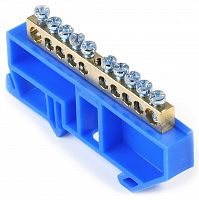 Шина "N" нулевая (латунь) SMARTBUY с изолятором на DIN-рейку 6x9мм, 10 групп (1/500) (SBE-bc-10-dr)