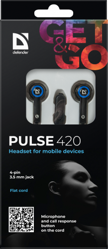 Наушники внутриканальные DEFENDER Pulse-420, вакуумная, регулят. громк., шнур 1.2 м, синяя (1/80) (63423) фото 9