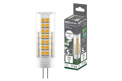 Лампа светодиодная TDM G4-5 Вт-230 В-6500 К, SMD, 16x55 мм (1/20/500) (SQ0340-0218)