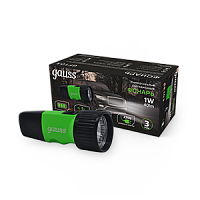 Фонарь GAUSS ручной модель GFL103 1W 40lm NI-MH 250mAh LED, прямая зарадка 220В, 130х50 мм 1/12/72 (GF103)