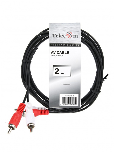 Кабель соединительный TELECOM 2xRCA (M) / 2xRCA (M), чёрный, 2 м. (1/200) (TAV7158-2M) фото 3
