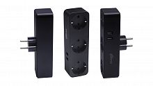 Сетевой фильтр RITMIX RM-032 Black, 3 розетки, 16A, 4000Вт, 2 USB, с заземлением (1/70) (80003357)