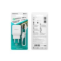 Блок питания сетевой 1 USB Borofone BA36A, Hight Speed, пластик, QC3.0, кабель микро USB, цвет: белый (1/60/240) (6931474715999)