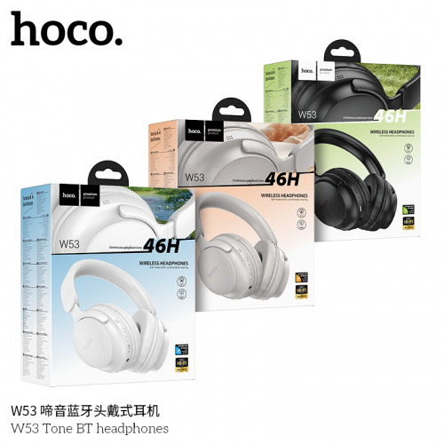 Наушники полноразмерные HOCO W53 Tone, bluetooth 5.4, AUX, 400mAh, цвет: серый (1/36) (6942007646598) фото 2