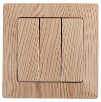 Выключатель INTRO тройной, 10А-250В, СУ, Solo, сосна (10/200/2400) 4-106-11 (Б0043304)