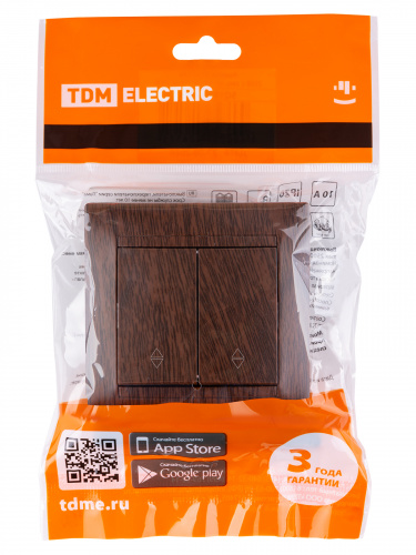 Выключатель на 2 направления 2 кл. 10А венге , с/у, "Лама" (10/120) TDM (SQ1815-0407) фото 2 Выключатель на 2 направления 2 кл. 10А венге , с/у, "Лама" (10/120) TDM (SQ1815-0407) фото 2
