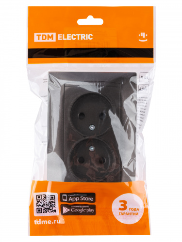 Розетка двойная 2П 10А 250В с защ. шт. шоколад , с/у, "Лама" (7/84) TDM (SQ1815-0512) фото 2