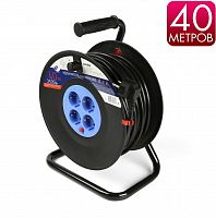 Удлинитель Smartbuy катушка 4 гнезда 40м, с/з, предохр-ль ПВС 3*1,5 16А/3,5кВт (1) (SBE-16-4-40-Z)