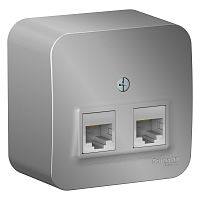 Розетка компьютерная 2-м О/У BLANCA RJ45 кат.5E с изолир. пластиной алюм. Systeme Electric BLNIA045453 (1/12/24)