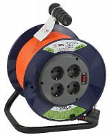 Удлинитель ЭРА силовой RPx-4es-3x1.5-30m на пластиковой катушке c заземлением 4 розетки 30м ПВС 3х1.5мм2 (1/2) (Б0043056)