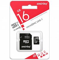 Карта памяти MicroSD  16GB  Smart Buy Class 10 UHS-I + SD адаптер (SB16GBSDCL10-01)