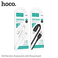 Кабель USB - 8 pin HOCO X120, 1.0м, круглый, пластик, 2.4А, цвет: черный упакован (1/420) (6942007658867)