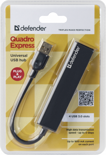 Разветвитель DEFENDER QUADRO Express интерфейс USB 3.0, 4 порта. до 5 Гбит/с (1/100) (83204) фото 6